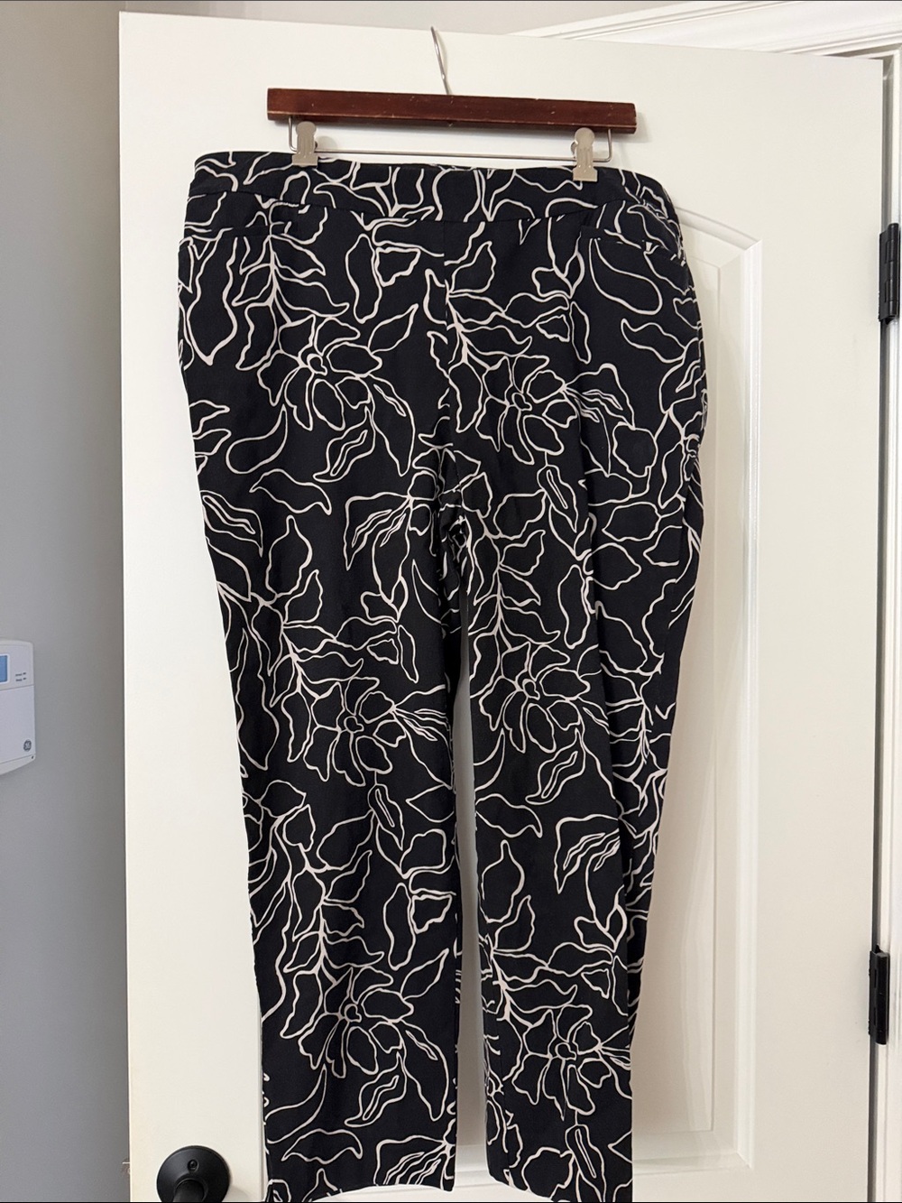 Chico's Black Pants with White Floral Outline